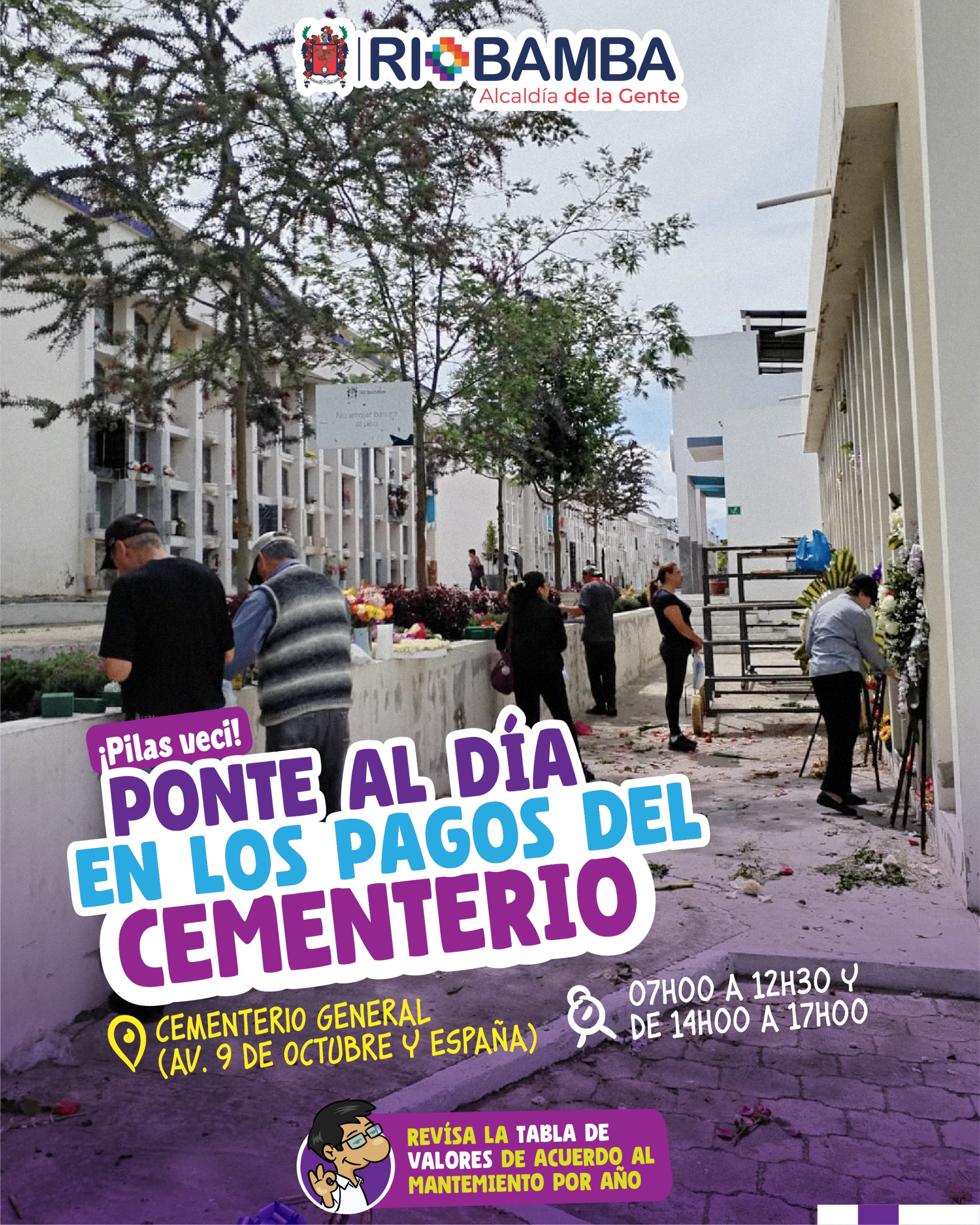 Importante aviso a la ciudadanía: actualización de pagos del cementerio de Riobamba